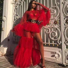 Mais recente Celebridade Do Partido Mulheres Vestido Vermelho Longo Alargamento da Luva O Pescoço Dividir Noite Sexy Maxi Vestido Mulheres Vestidos