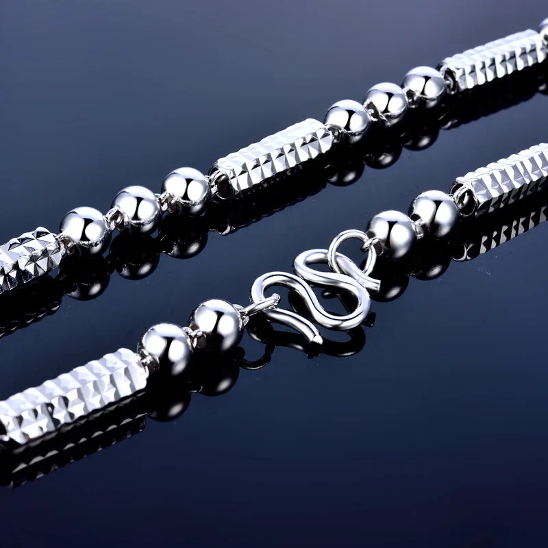  100% colliers en argent Sterling perles hexagonales collier de charme pour hommes chaîne en argent 