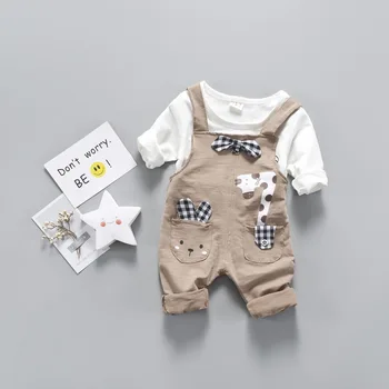 

Newborn Clothes Cotton Sets Cartoon Deer Printed T-shirt +overall Pants Baby Boys Girls Clothes Spring Autumn Children Clothing