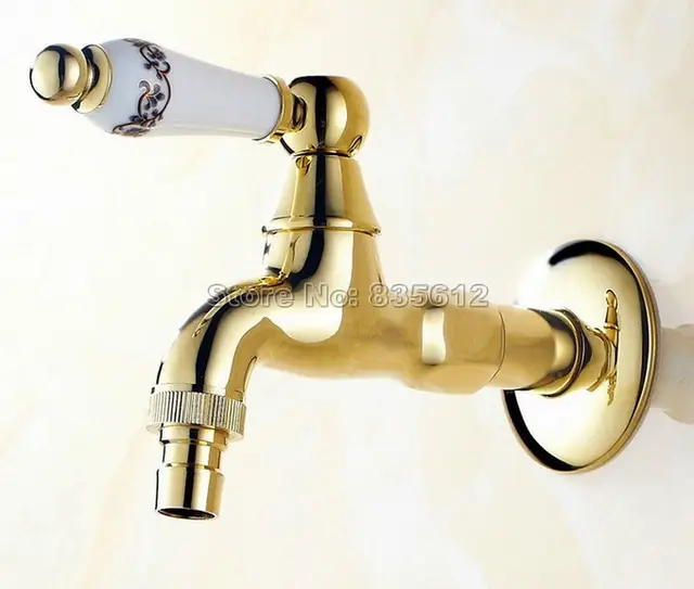 Gold Farbe Messing Wand Montiert Blumenmuster Keramik Griff