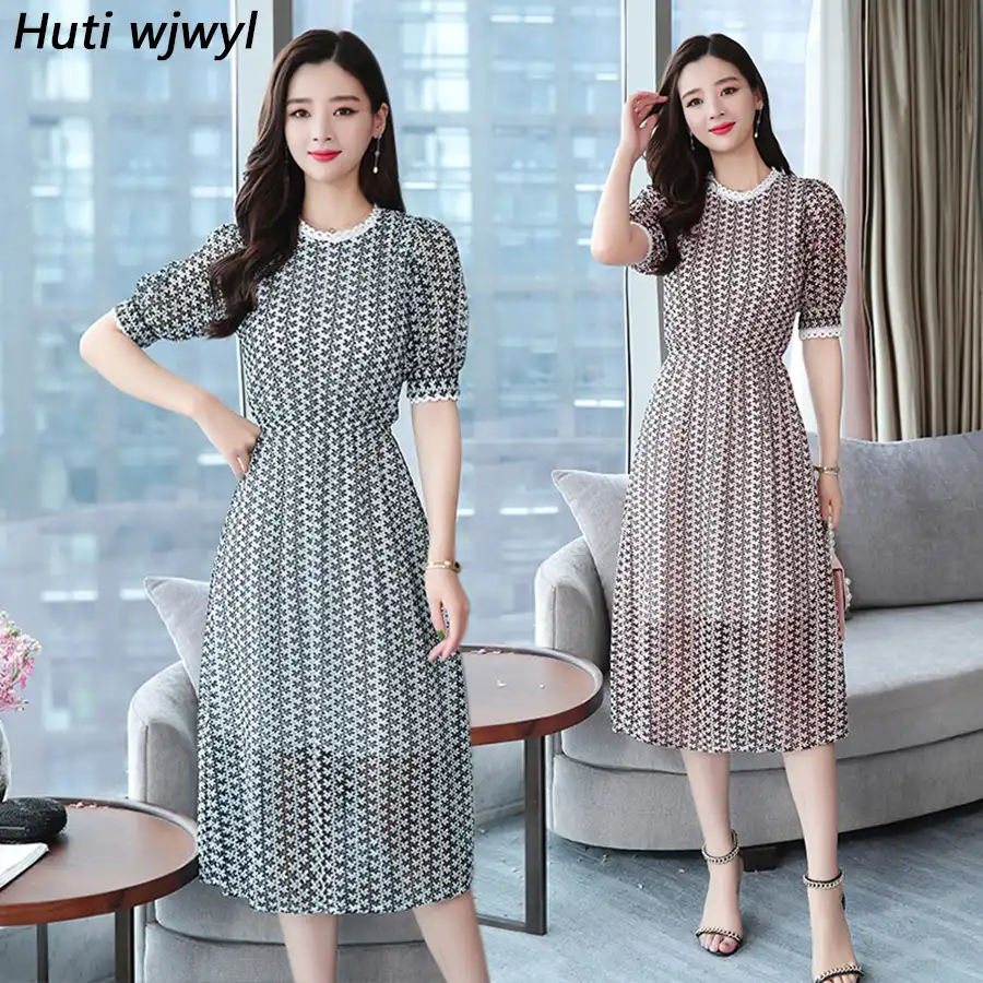 Chanyuhui Womens Vintage Boho Dresses Summer Plus Size O-Neck Print Short Sleeve Long Maxi Dress Loose Beach Sundress