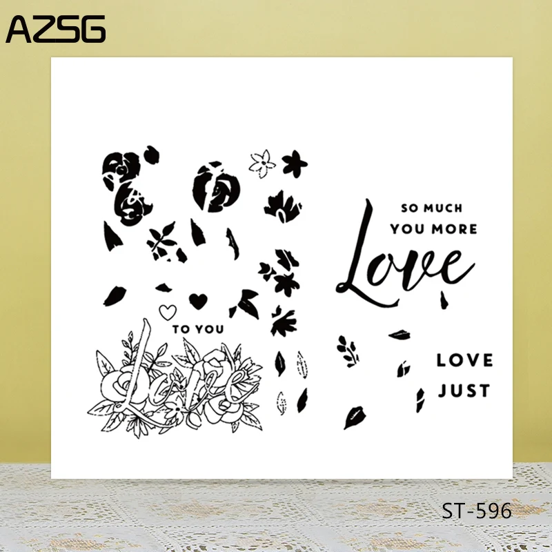 

AZSG Rose Flowers Leaves Love Clear Stamps/Seals For DIY Scrapbooking/Card Making/Album Decorative Silicone Stamp Craft