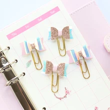 Domikee, креативный лазерный бант, дизайн, для офиса, школы, набор скрепок, канцелярские принадлежности, kawaii, для студентов, закладки, набор, 4 шт