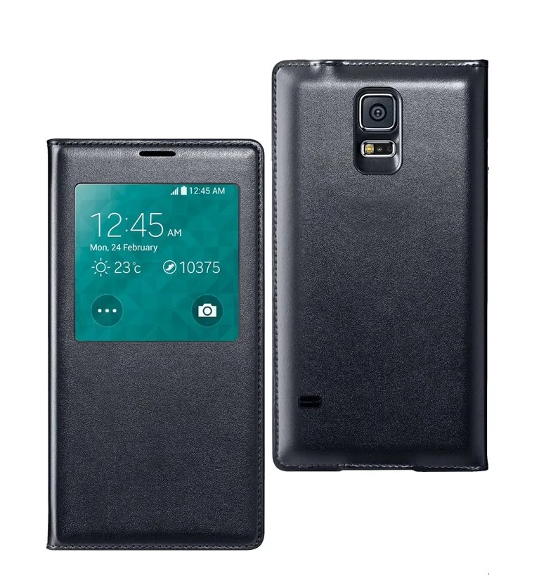 

Smart Sleep Function With IC Chip Waterproof Ring Flip Leather Cases For Samsung Galaxy S5 i9600 Battery Housing Case cover