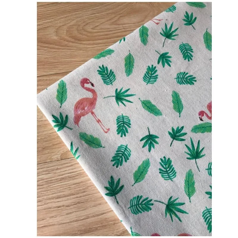 

Flamingo Leaf Canvas Printing Fabric Cotton Linen Flax Fabric Handmade DIY Sewing Crafts Cloth Material For Dress Quliting
