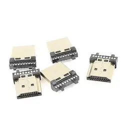

5Pcs Gold Tone Housing Solder Type Male 19Pins HDMI Connectors