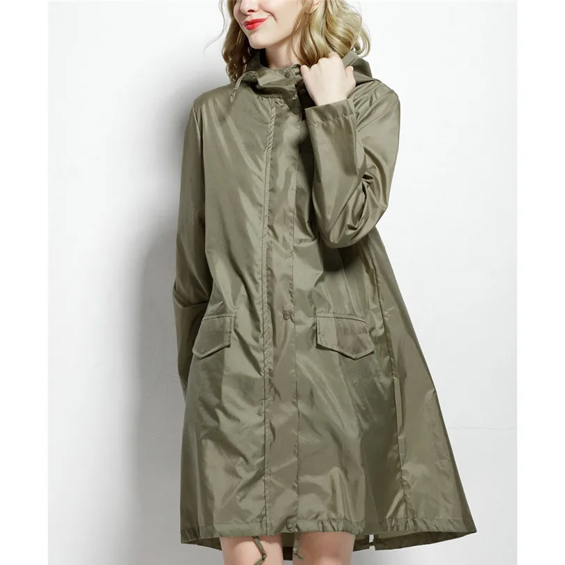 New Fashion Women Rain Solid Jacket Outdoor Waterproof hooded Coat windbreaker Windproof Coat Outwear Raincoat poncho #E15 (15)