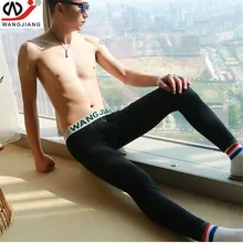 WJ Брендовые мужские кальсоны плюс бархатные Мужские Теплые Штаны эластичная линия мужчин тонкое привлекательное нижнее белье для геев обтягивающие леггинсы подштанники