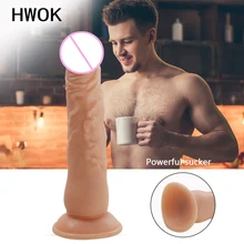 HWOK Realistic Skin Big Dildo for Women With Suction Cup Huge Artificial Penis Masturbator Erotic Anal G Point Sex Toy for Adult