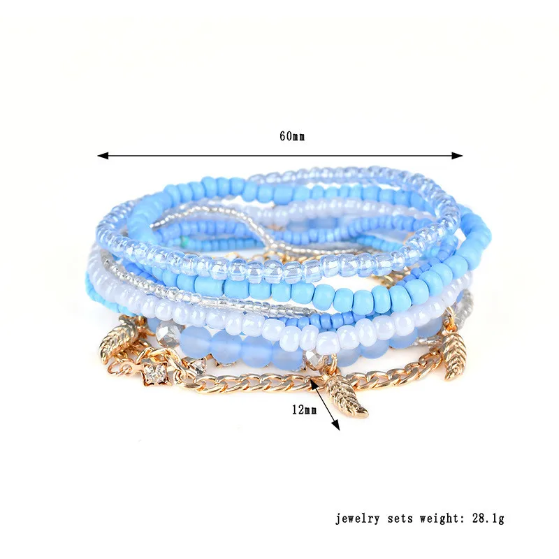 FUNIQUE богемные звезды Шарм бусины браслеты для женщин этнические Бохо кисточкой многослойный браслет из искусственного жемчуга браслет ювелирные изделия - Окраска металла: leaf Q