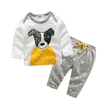 

BINIDUCKLING Autumn Toddler Baby Boy Clothing Sets Cartoon Animal Cotton Warm Long Sleeve T-shirt+Pants Baby Boys Clothes Suit