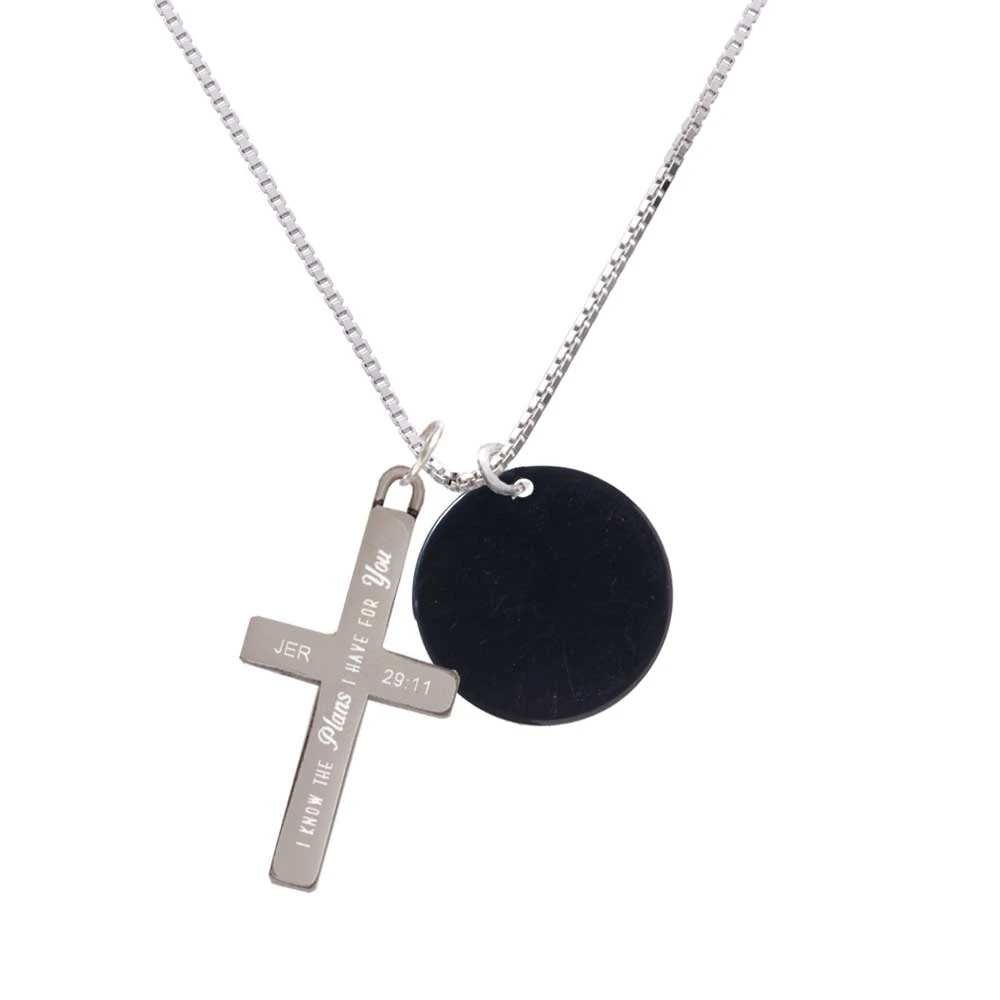 Acrylic 7/8 Disc Black - Plans I Have for You - Cross Necklace