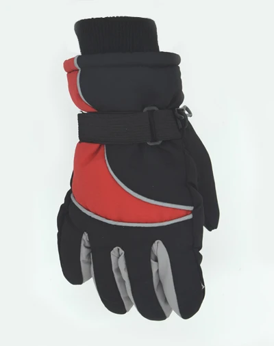 От 5 до 16 лет, Детские Зимние теплые перчатки, ветрозащитные для детей, для мальчиков и девочек, лыжные, велосипедные, альпинистские, водонепроницаемые - Цвет: black red