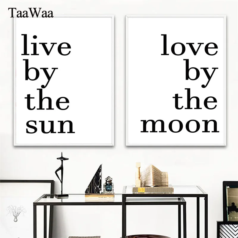 Live by the sun love moon минималистичный плакат с цитатами и принтом скандинавский