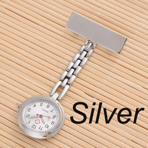 Silver Персонализированные Индивидуальные Бесплатные Выгравированные с вашим именем высокое качество булавка брошь из нержавеющей стали нагрудные карманные часы Fob медсестры часы - Цвет: Silver