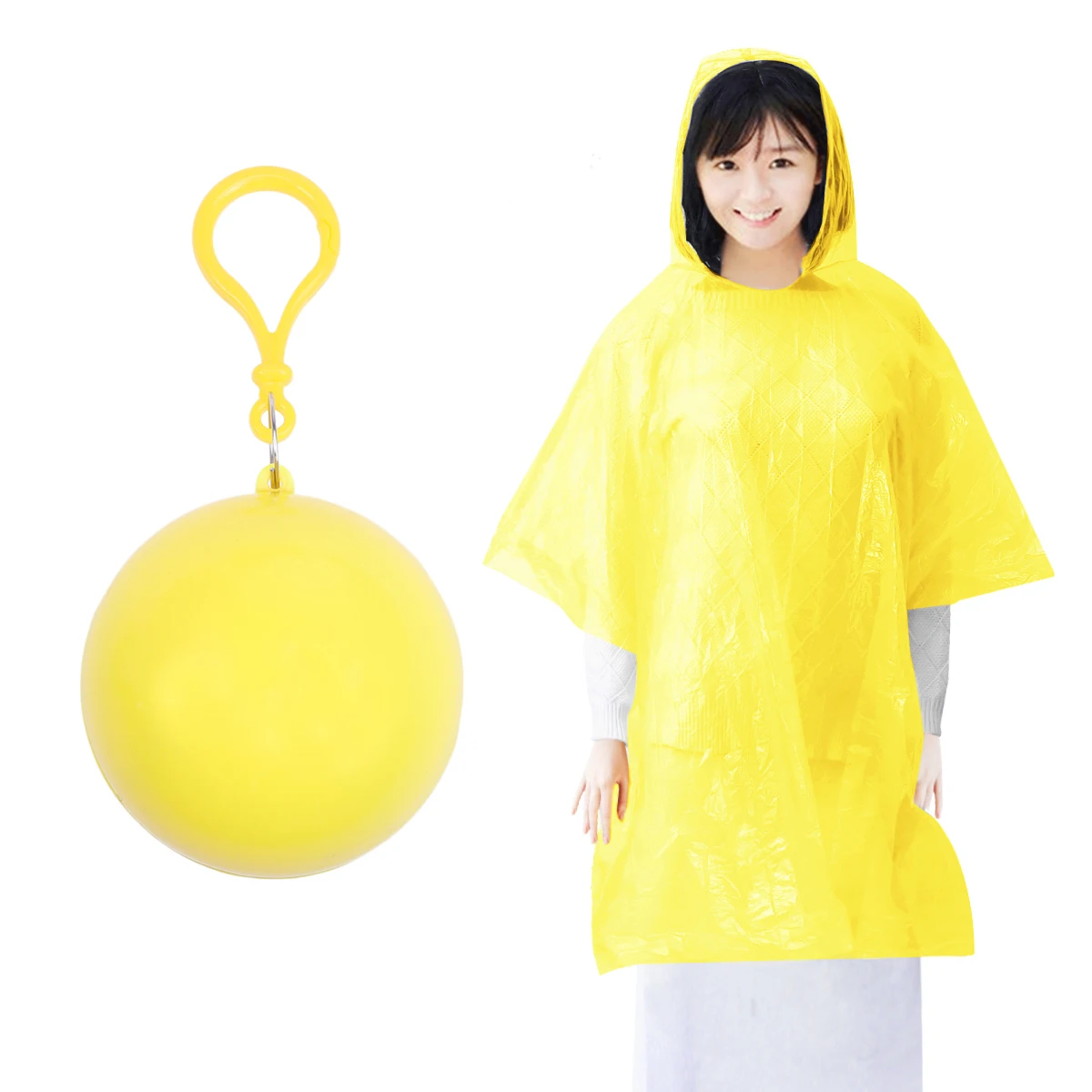 Желтый Одноразовый унисекс легко носить круглый брелок Дождевик куртка пончо дождевик круглый брелок практичный плащ