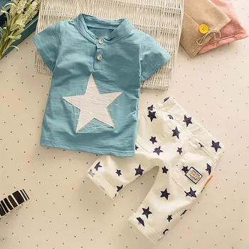 

2019 Fashion summer Baby Boys Kids Outfits set Short Sleeve Star Cartoon Printed Tracksuit Clothes Set Roupa Conjunto infantil