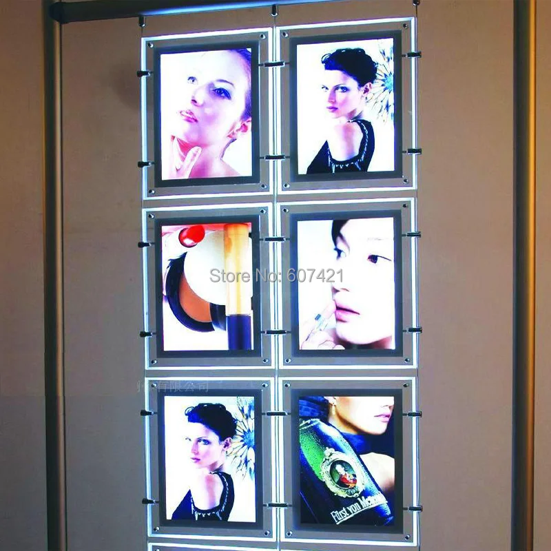 (6 Unit/Column) Mruiks A4 Double Side Portrait 2x3 LED Window Display Kits,Retail Shop Window Portrait Cable Displays