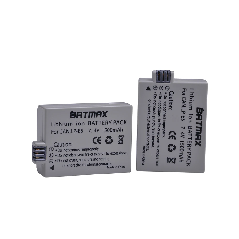 Фото Аккумулятор для фотоаппарата Batmax 1500 мАч LP-E5 LPE5 + двойное зарядное устройство со светодиодной подсветкой USB для Canon EOS Rebel XS, Rebel T1i, Rebel XSi,1000D,500D,450D №2