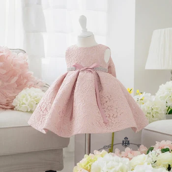 Beautiful Pink Baby Girl Dresses with Cap Super Back Bow