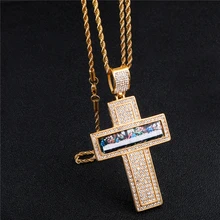 D& Z Христос Тайная вечеря Ожерелья Большой Bling Iced Out Полный Кристалл крест кулон ожерелье для мужчин хип хоп ювелирные изделия