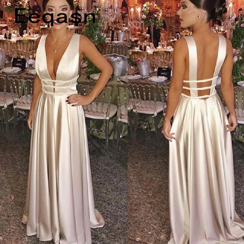 Женское длинное атласное платье с v образным вырезом vestidos de gala элегантное
