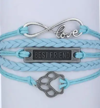 

1pc handmade bracelet Infinity cord Dog Paw Print Bracelet Cat popular Wrap Bracelet - Custom mini order 10$ 4061