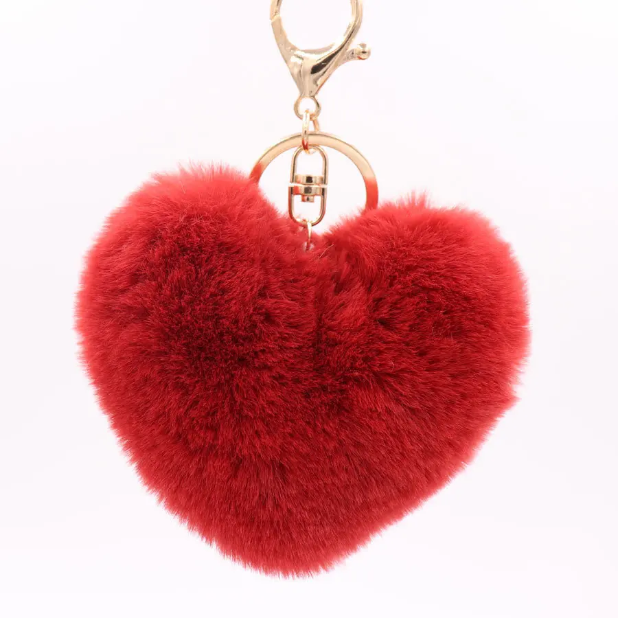 1 шт. модная Красная любовь в форме сердца плюшевый брелок пара Hairball сумка Подвеска автомобиль кулон брелок плюшевые игрушки - Цвет: 5