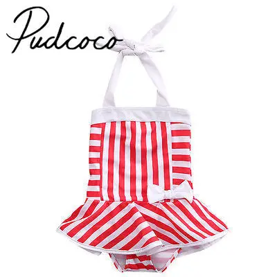 

Helen115 Lovely Kid Baby Girls Summer Red Striped Bikini Swimwear Swimsuit One Piece 1-5Years