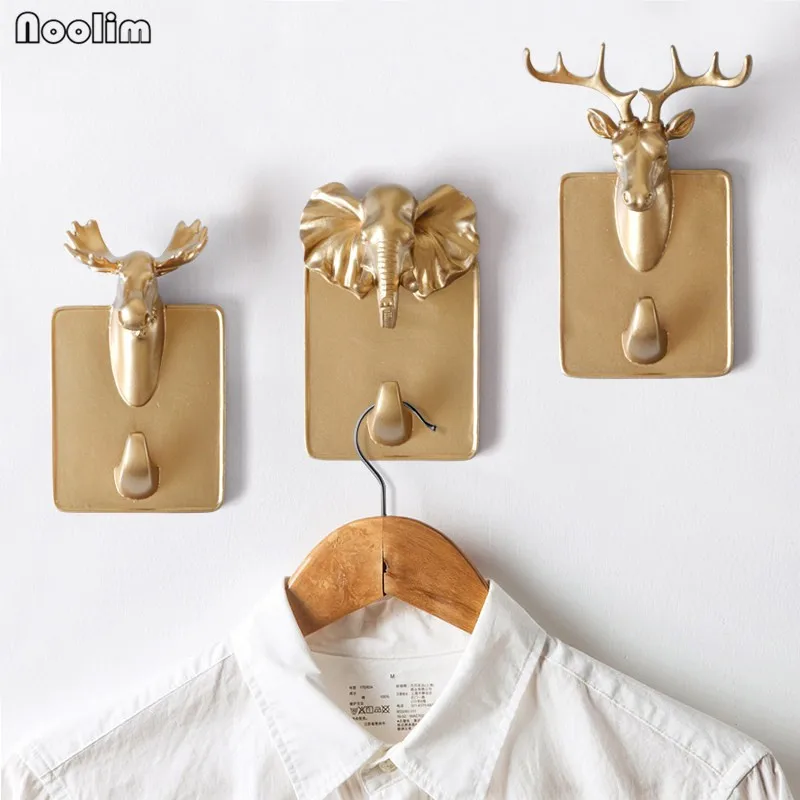 

NOOLIM Resin Animal Hook Deer Head Coat Purse Key Holder Wall Kitchen Bathroom Hanger Home Decorative Coat Bag Hanger Hooks