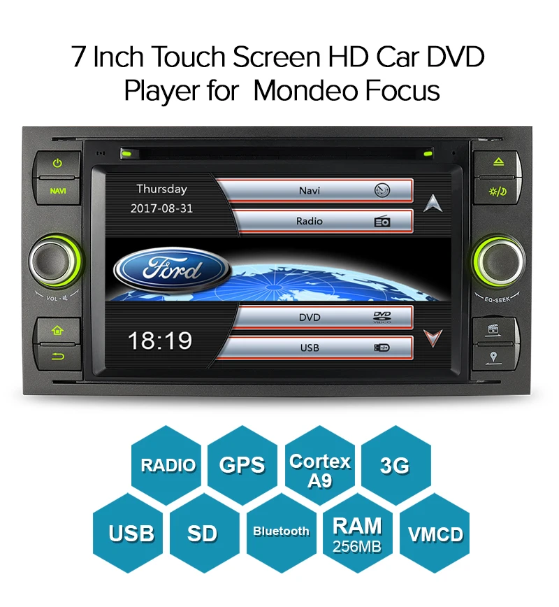 Cheap A-Sure 7" Car Radio Player GPS for Ford Transit Focus Galaxy S-Max C-Max Fusion Fiesta FM/AM RDS SWC Bluetooth CD DVD USB 3G  BT 3