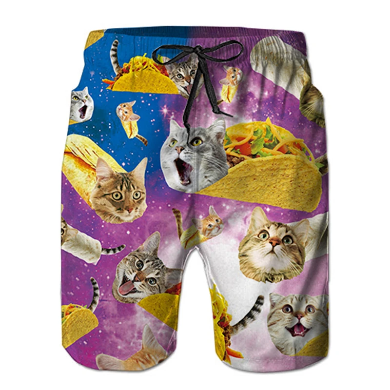 Забавные шорты, 3d принт Галактики, кота, котенка, хип-хоп, Мужская Уличная одежда, спортивный костюм, шорты для бега, брендовые летние пляжные шорты - Цвет: Galaxy Cat
