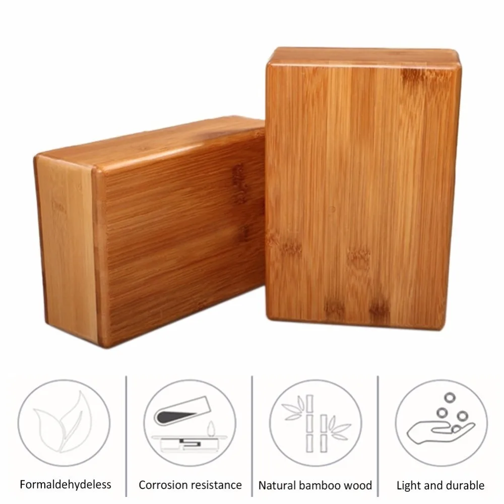 

1PCS Natural Bamboo Yoga Block Pilates Non-Slip Handstand Yoga Gym Home Fitness Workout Gymnastics Training Brick