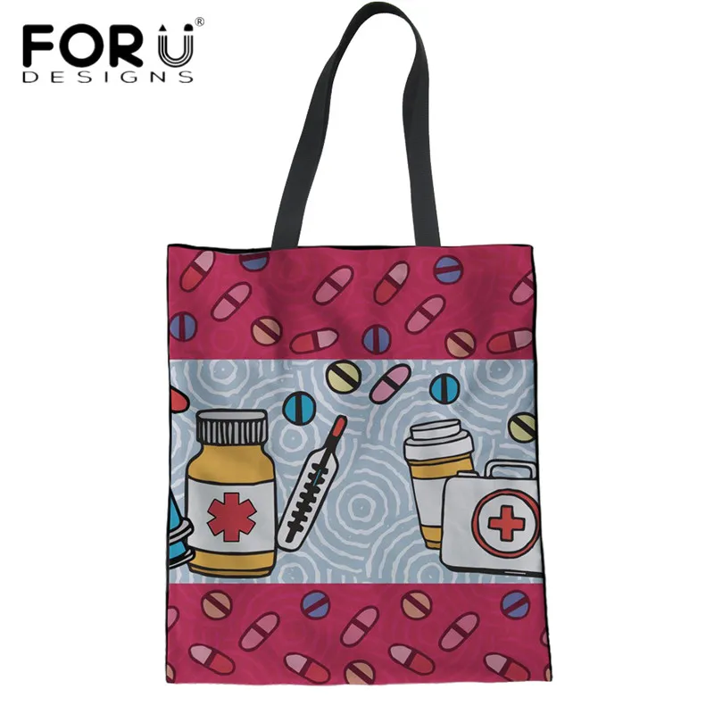 Us 7 79 40 Off Forudesigns Pharmacist Rx Pattern Cute Handbags For Women Brand Travel Beach Bags Students S Daily Use School Shoulder Bag In