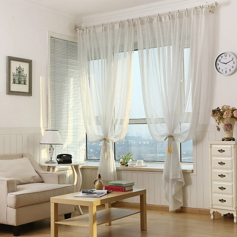 

Modern White Linen Tulle Curtains Sheer Luxury Window Curtain Living Room for Bedroom Balcony Translucidus Curtains