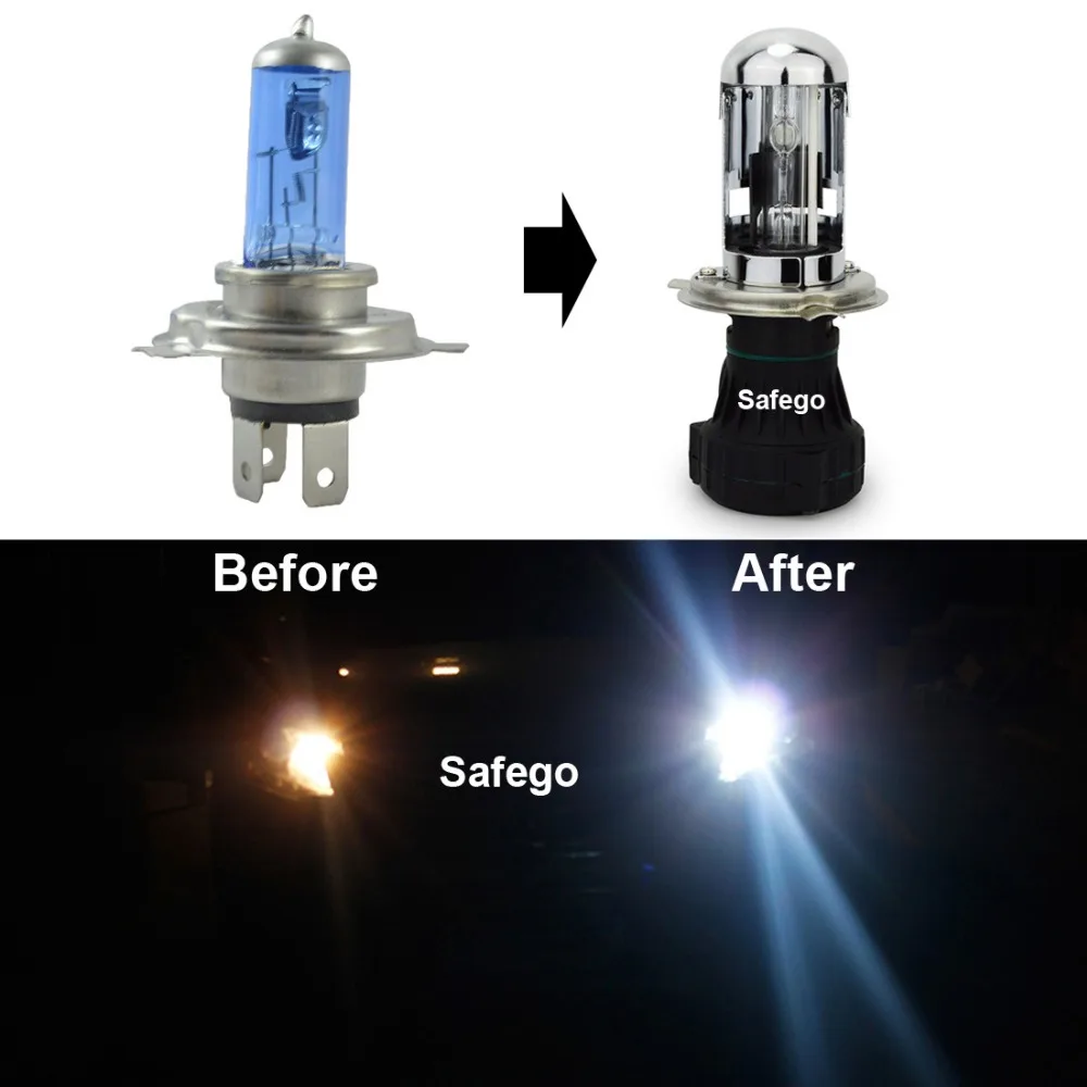 1 комплект Safego 12V AC 35W H4-3 Bi-xenon H4 hi/lo комплект HID 6000K 8000K 4300K 10000K BI-XENON для автомобиля Сменная Лампа головного освещения