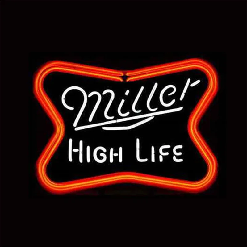 17*14" MILLER HIGH LIFE NEON SIGN REAL GLASS BEER BAR PUB LIGHT SIGNS store display Restaurant