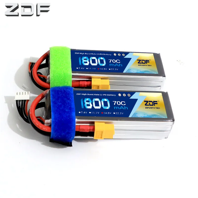 

2pcs ZDF 4S LiPo Battery 14.8V 1800MAH 70C For QAV FPV RC 210 250 300 Quadcopter Multirotor Mini Drones