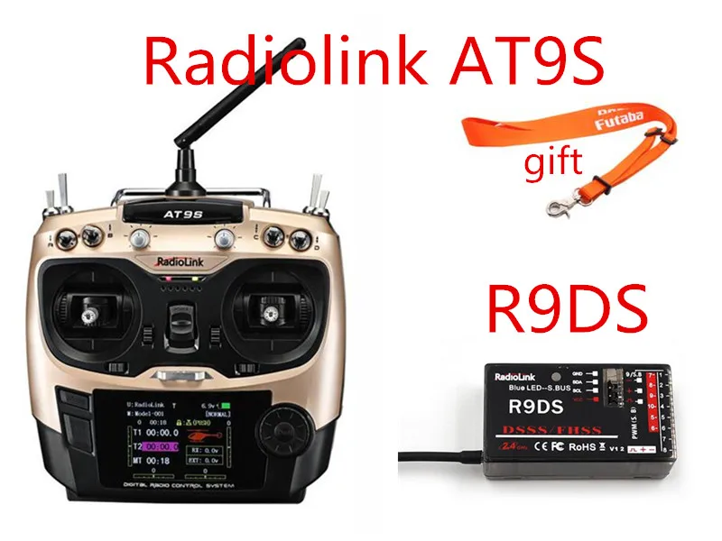 

In Stock RadioLink AT9S 2.4GHz 10CH AT9 Upgrade Transmitter with R9DS DSSS&FHSS Receiver For RC Drone Boat Multicopter