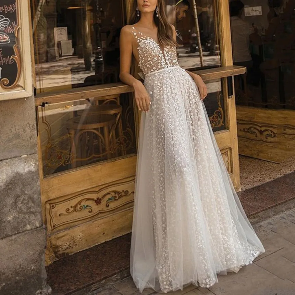  Women Summer Dress Boho Sexy V Neck Elegant Evening Party Sling Cross Wedding Casual Lace Dress Long Dresses #4A22 (6)