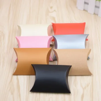 

500pcs Wedding Creative Pillow Shape Candy Box Food Grade Cardboard Gift Packing Box wen6042