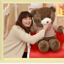 Чучело милый Мишка Тедди 80 см хаки полосатый свитер медведь плюшевая игрушка мягкая кукла подушка w3368