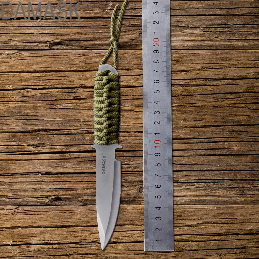 

Damask Functional Knife Stainless Steel Camping Hunting Survival Rescue Razor Blade Straight Knife Outdoor Tools