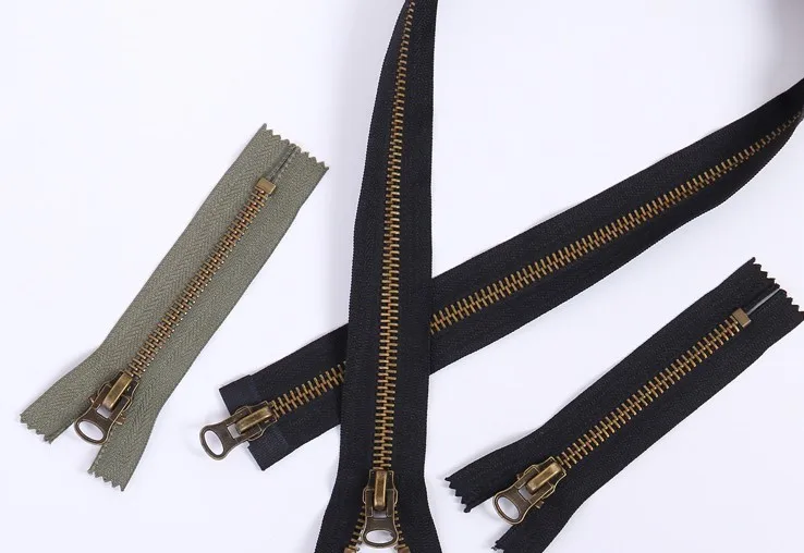 

2-10pcs/lot 12-120cm 8# brass black army green double open end close end metal zipper with double sliders diy accessories1557