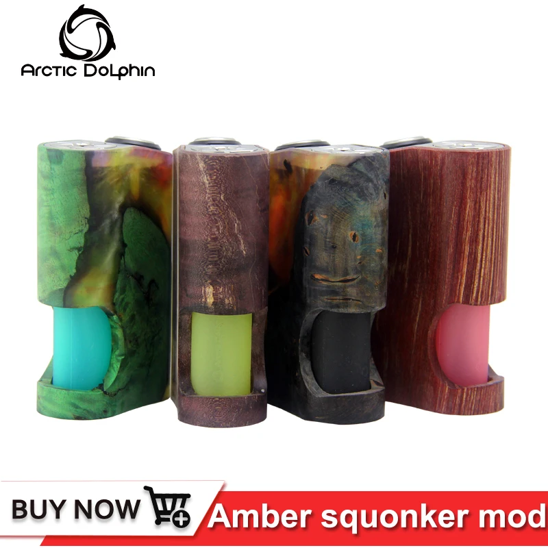 

Original arctic dolphin Amber Squonker mod stabilized wood 7ML Squonk Bottle fits for 18650 battery 510 Vape E-cigarette mod