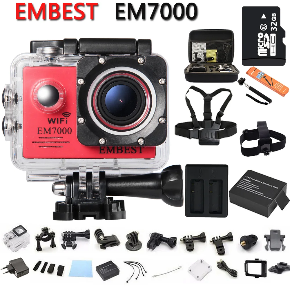 Embest EM7000 Экшн камера Full HD 1080 P 2.0 дюймовый экран WIFI 30 м водонепроницаемые спортивные