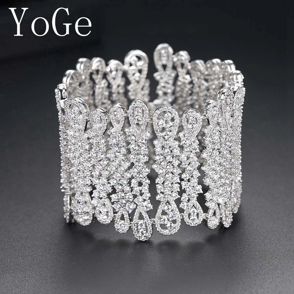 

YoGe Deluxe Wide Face Brand Design Romantic Pink Bracelets,AAA Cubic Zirconia Micro Pave Setting'womens Accessarioes,BD054