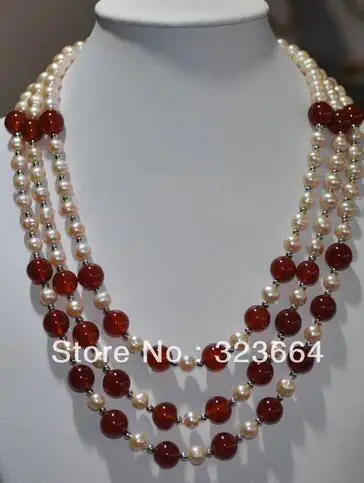 Hot Sell! Natural 3strands Freshwater Pearl Necklace red 18&quot | Украшения и аксессуары