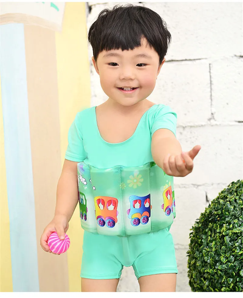 2017 Brand New Quick-drying Kids Buoyant Swimsuit Baby Boy& Baby Girls Siamese Floating Body Swimsuit Removable Float Swimwear12