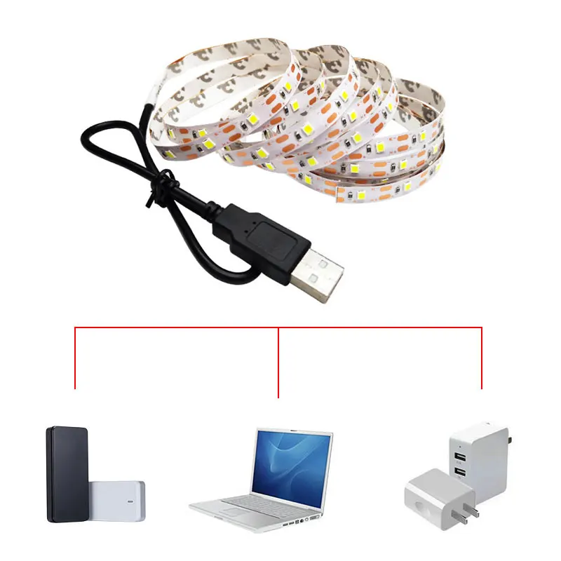 5 В USB RGB светодиодный светильник Гибкая PC 3528 50 см 1 м-5 м 5 в Светодиодная лента светильник s лампа диод ТВ Подсветка USB Ledstrip нет-Водонепроницаемый